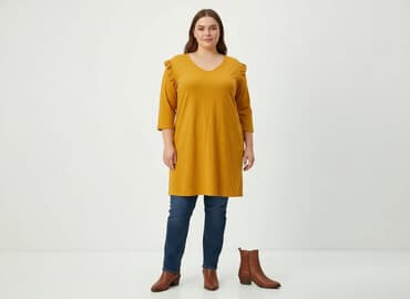 bluzki z odcieciem pod biustem: Sukienka damska, rozmiar 4XL — 6