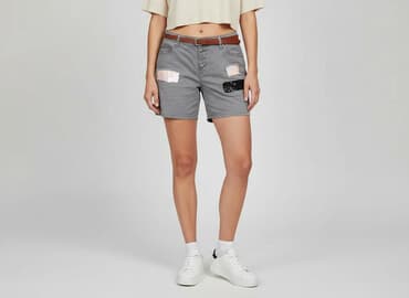 skórzane krótkie spodenki: Szorty damskie, rozmiar L — 6