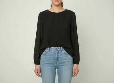 czarne bluzki z szyfonowymi rękawami: Bluzka damska, rozmiar S — 6