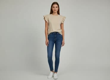 beżowe t shirty: T-shirt damski, rozmiar S — 1