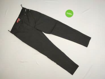 Women: Black, Material trousers for women, size L (EU 40) — 2