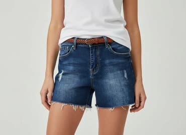 krótkie spodenki damskie jeansowe poszarpane: Jeanswear, Szorty damskie, rozmiar S — 7