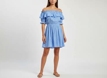 sukienki błękitna na wesele rękawek: Sukienka damska, rozmiar S — 6