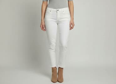 biale szerokie jeansy: Jeansy damskie, rozmiar S — 7