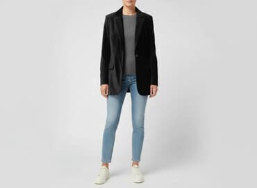 srebrna marynarka do sukienki: Freequent, Marynarka damska, rozmiar M — 7