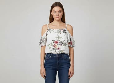 bluzki hiszpanki w kwiaty: Bluzka damska, rozmiar S — 5
