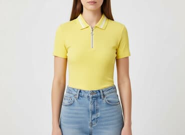 biały t shirt zara: FB Sister, Damska koszulka polo, rozmiar S — 6