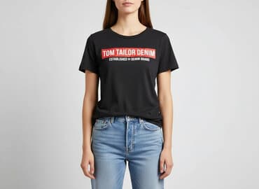 tommy hilfiger t shirty damskie czarne: Tom Tailor Denim, T-shirt damski, rozmiar S — 1