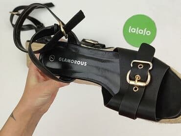 sandały na koturnie z pomponami: Sandały damskie, rozmiar 38 — 5