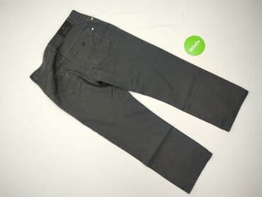 szare szerokie jeansy: Spodnie materiałowe damskie, rozmiar L — 3