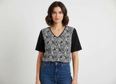 bluzki czarne krótki rękaw: Bluzka damska, rozmiar S — 5