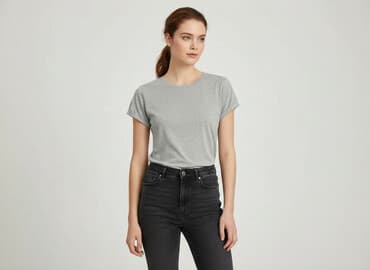soft grey t shirt: T-shirt damski, rozmiar M — 1