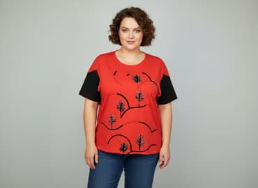 czerwone body intimissimi: T-shirt damski, rozmiar 9XL — 6