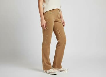 spodnie nabijane ćwiekami: Spodnie materiałowe damskie, rozmiar S — 7