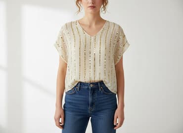 złote bluzki wieczorowe: Bluzka damska, rozmiar S — 7