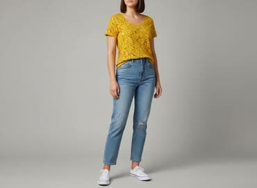 koszulka żółta w czarne paski: Zeeman, T-shirt damski, rozmiar S — 7