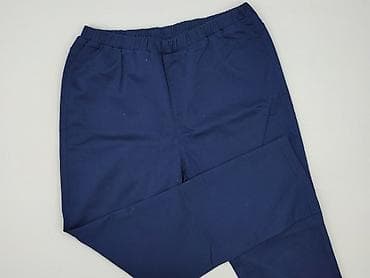 Granatowe damskie spodnie materiałowe z gumką w pasie - Krój: proste w lalafo.pl Granatowe damskie spodnie materiałowe z gumką w pasie - Krój: proste